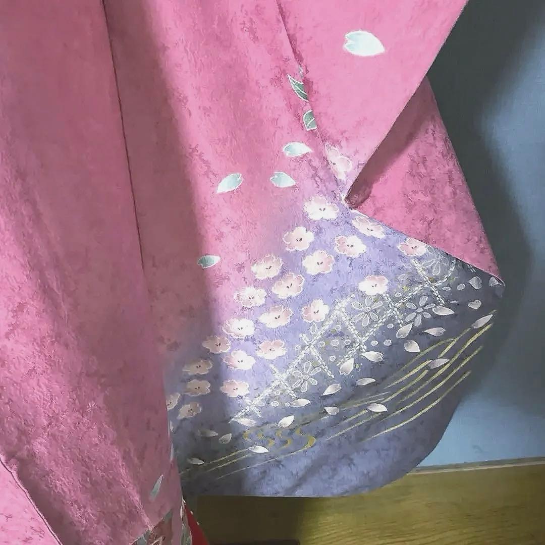 振袖フルセット　高身長　ゆったりサイズ　手描き友禅　成人式振袖　振袖　裄丈69