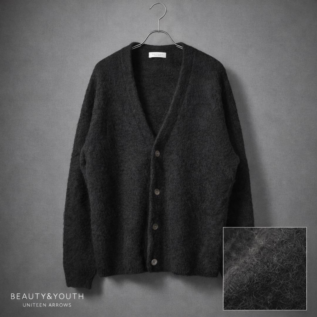 【美品】BEAUTY&YOUTH モヘヤ混 ニットカーディガン L