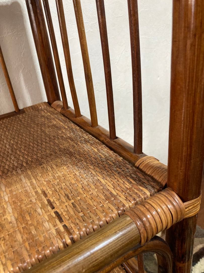 ラタン製のキャスター付き オープンシェルフ高さ90 横46 縦40