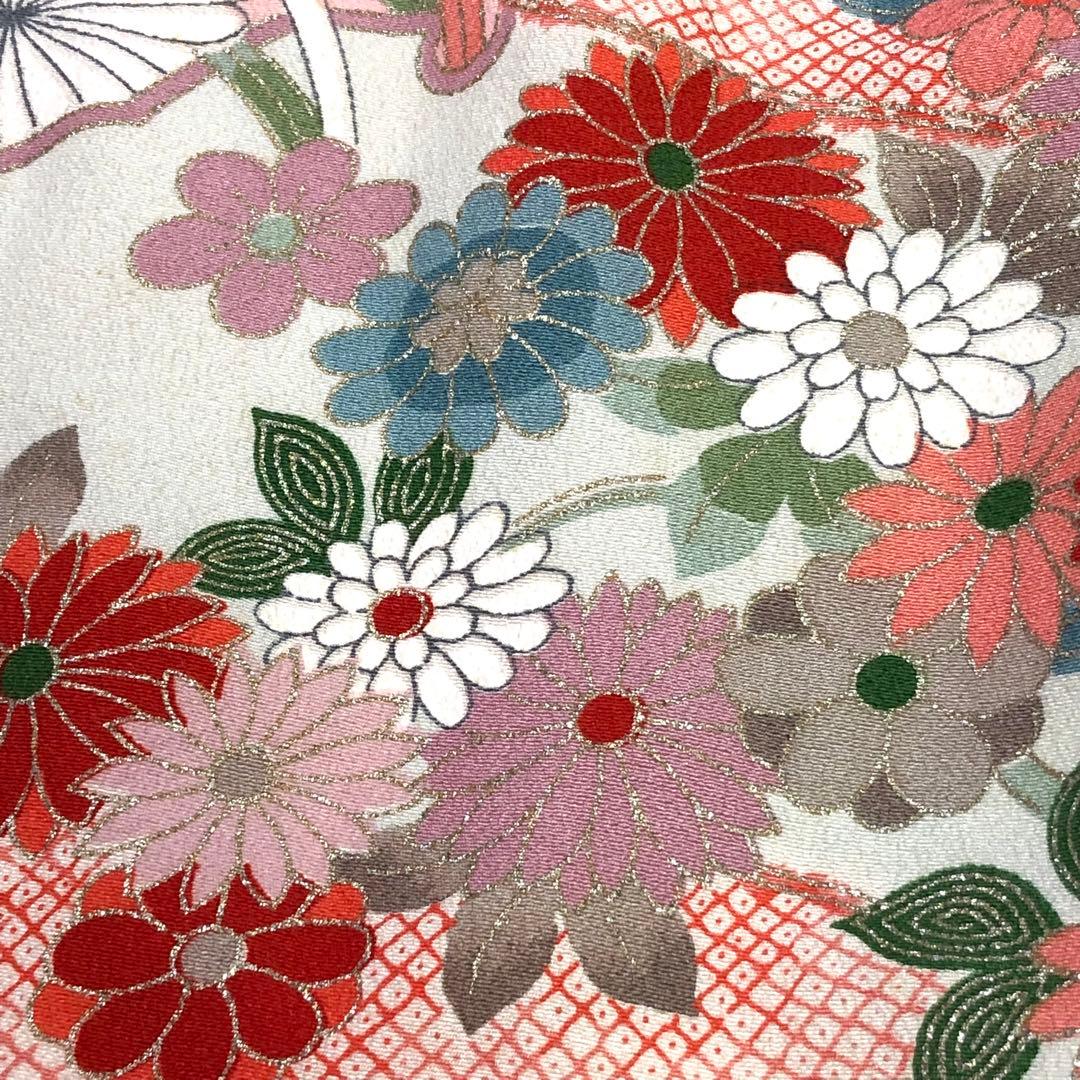 子供着物 アンティーク 七五三 3歳 花柄模様 CK-7367