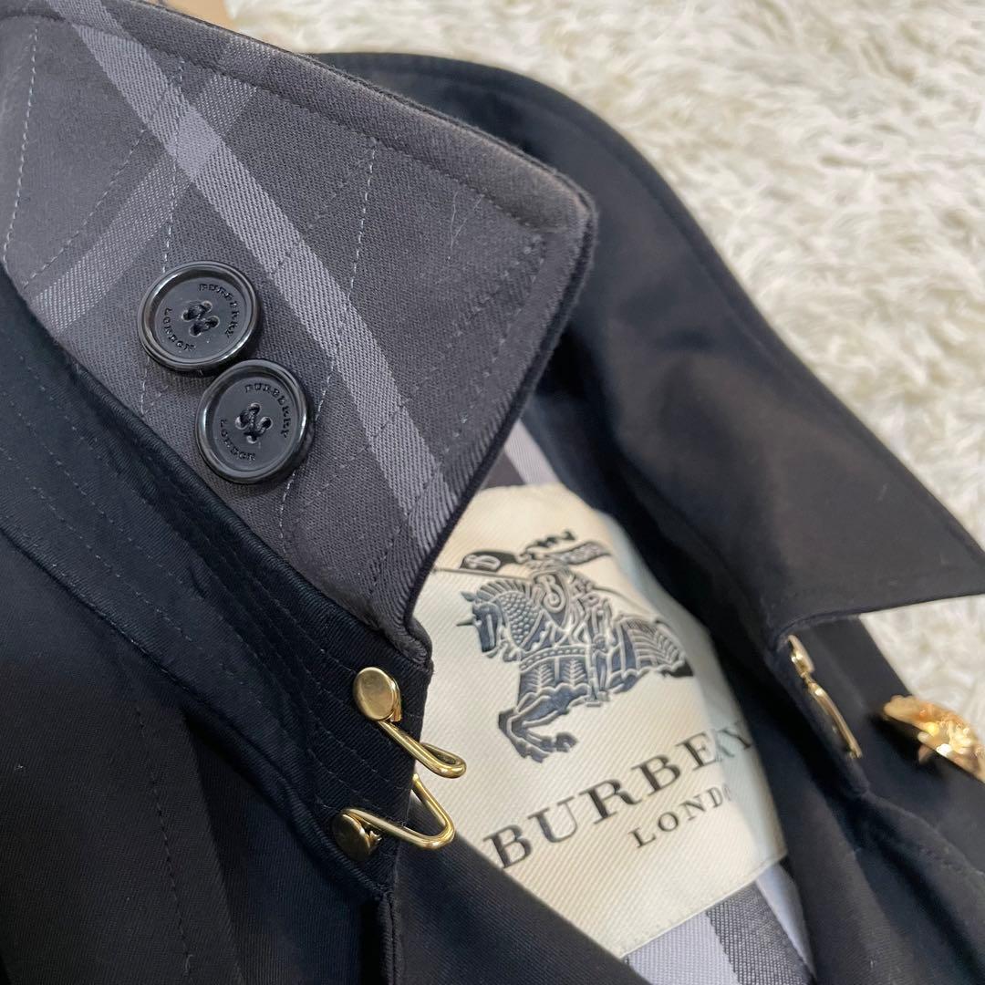 新品 BURBERRY LONDON チェック柄 ナポレオンコート 金ボタン