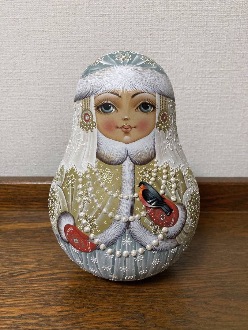 ロシア雑貨☆雪娘 起き上がりこぼし♪H18cmタチアナ作 雪の女王マトリョーシカ
