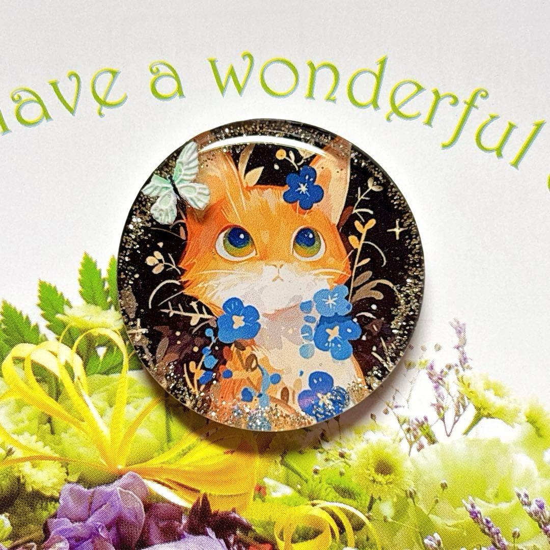 NO 543レジン　ヘアゴム　ブローチ　ハンドメイド　猫ちゃん