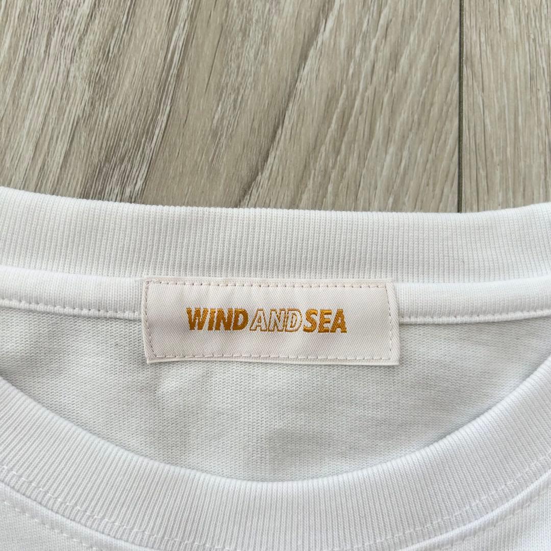 WIND AND SEA ウィンダンシー 長袖Tシャツ ロンT 白 青 L