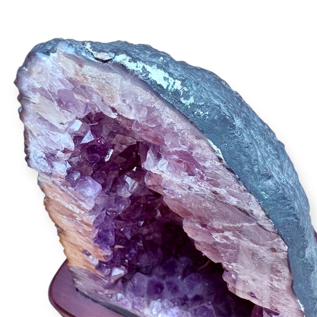 限定セール！天然石アメジストドーム　カルサイト付玄関置物宝石縁起物金運開運