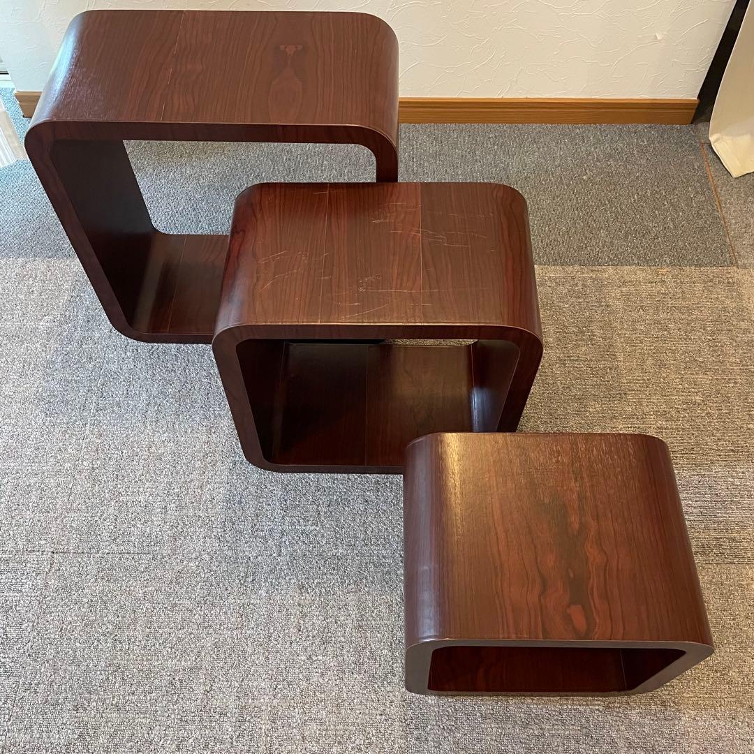 【ほり】ミッドセンチュリー　モダン　ウッド　スタッキング　サイド　シェルフ