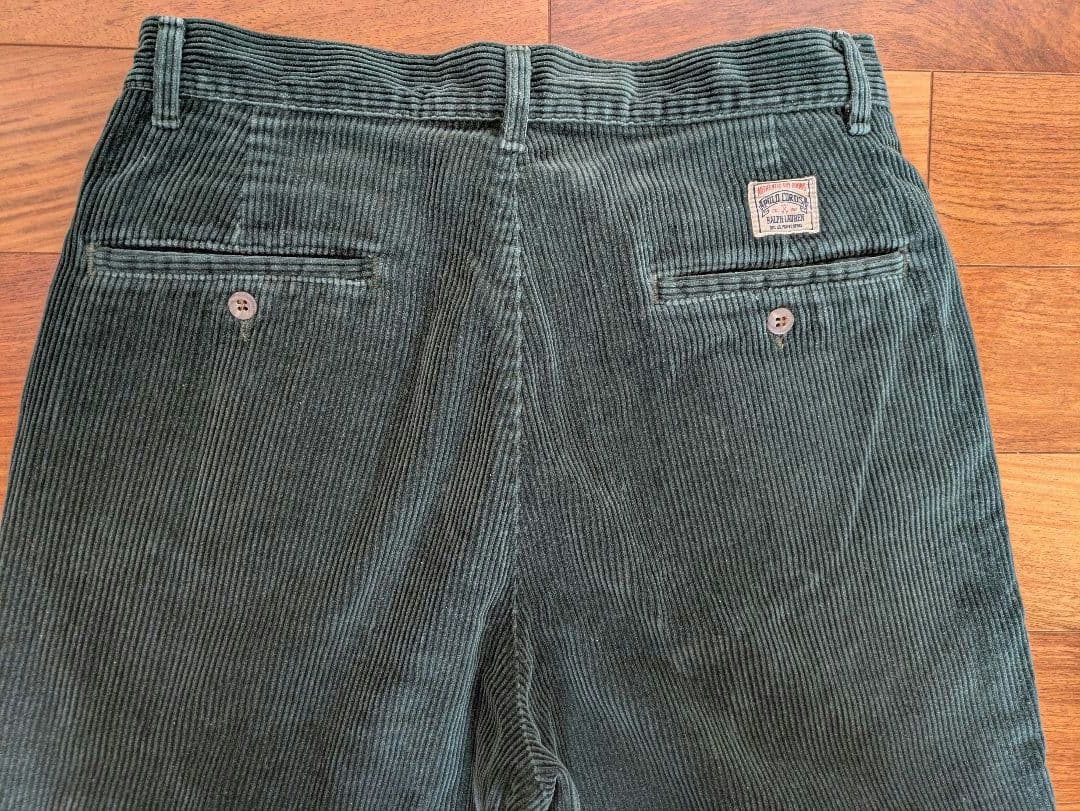 90s ラルフローレン usa製 初期タグ　コーデュロイパンツ　ダークグリーン