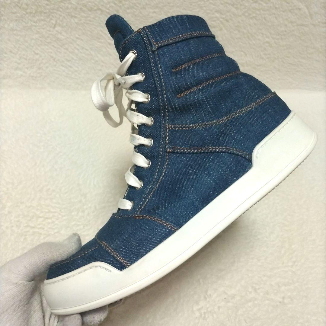 【美品】BALMAIN バルマン デニム インディゴ ハイカットスニーカー レア
