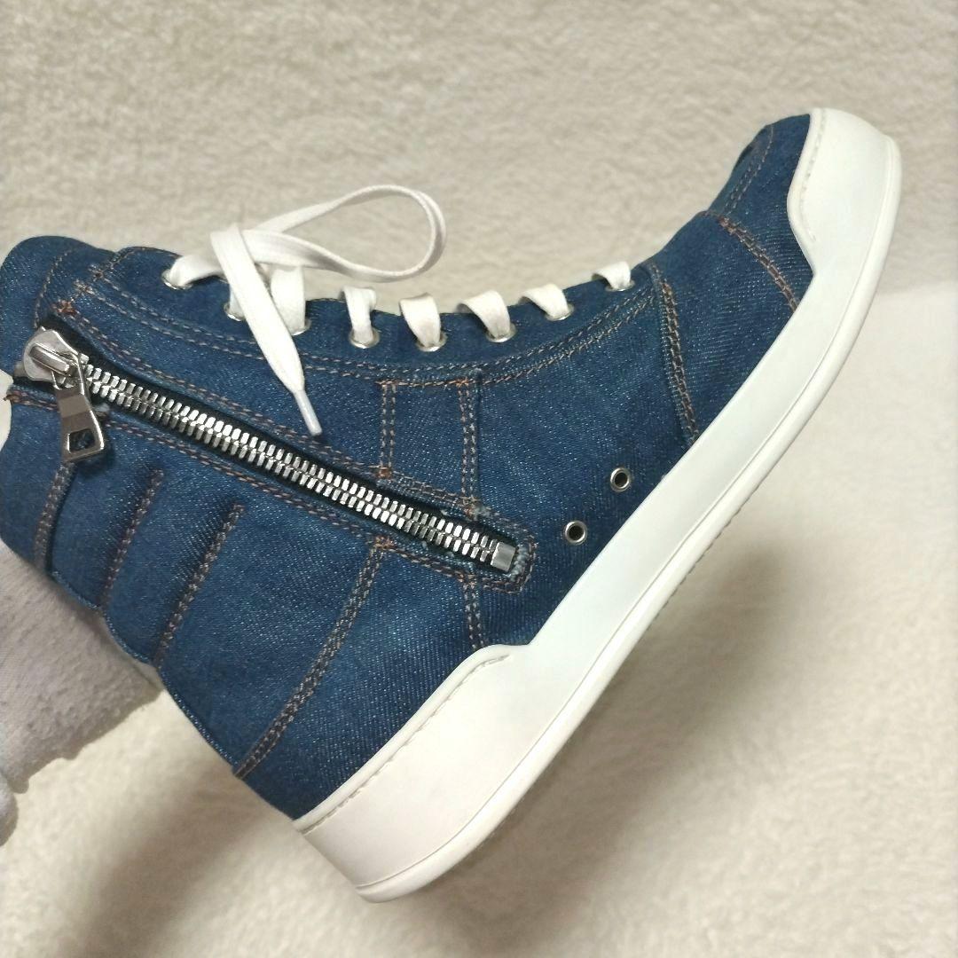 【美品】BALMAIN バルマン デニム インディゴ ハイカットスニーカー レア