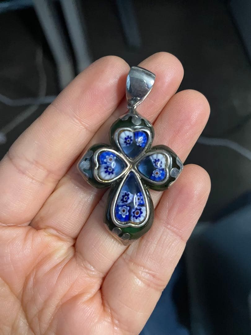 アイミイタリア製 ムラーノガラス ミルフィオリペンダント シルバー925