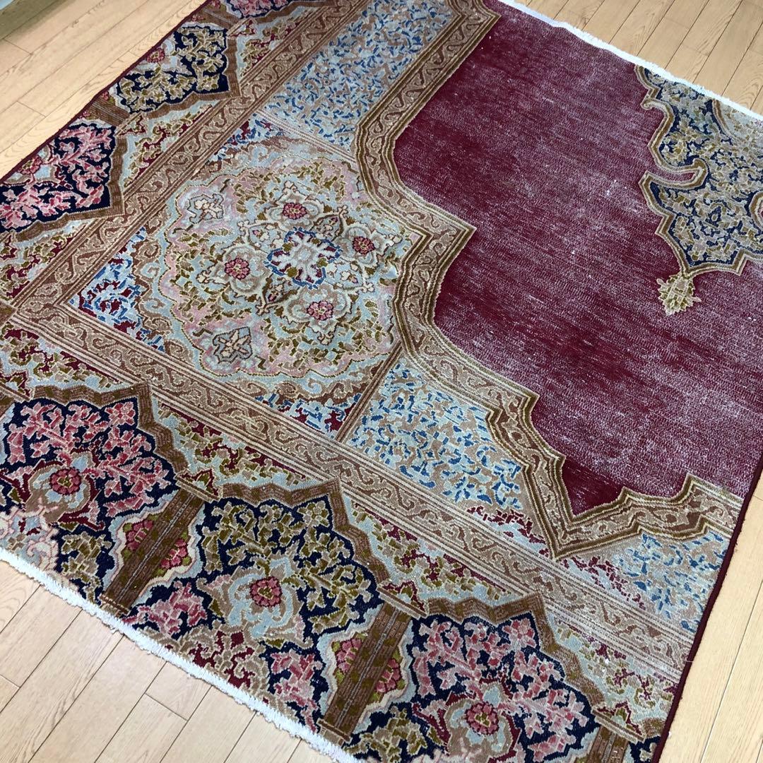 ペルシャ絨毯 ペルシャヴィンテージラグ 178x155 手織り オールド