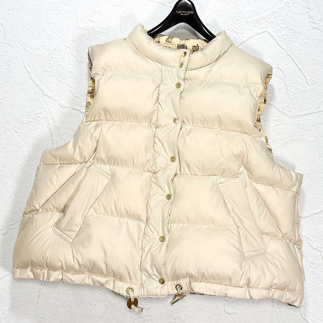 ✨美品✨ユキエモン　大きいサイズ　こねこ図鑑　ダウンベスト　3L リバーシブル