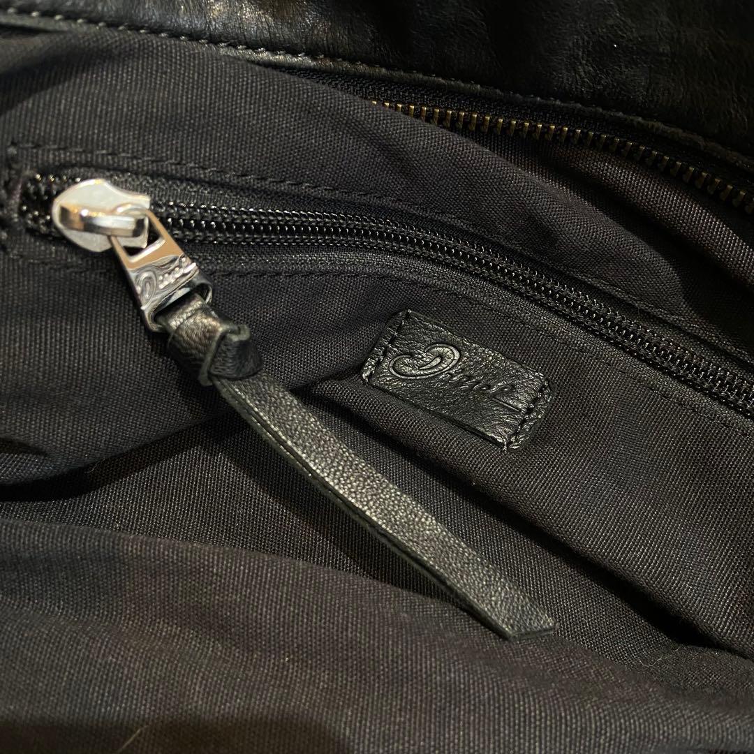 DIESEL ディーゼル A4可 トートバッグ 黒 レザー ショルダーベルト付き