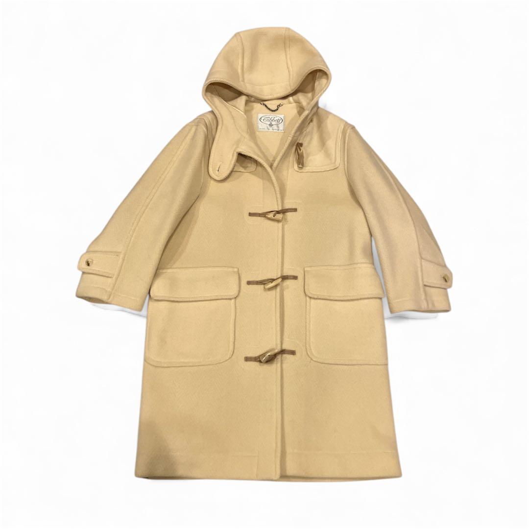 極美品　英国製　ヘリンボーン柄　ダッフルコート フード付き　ロング丈　上品　高級