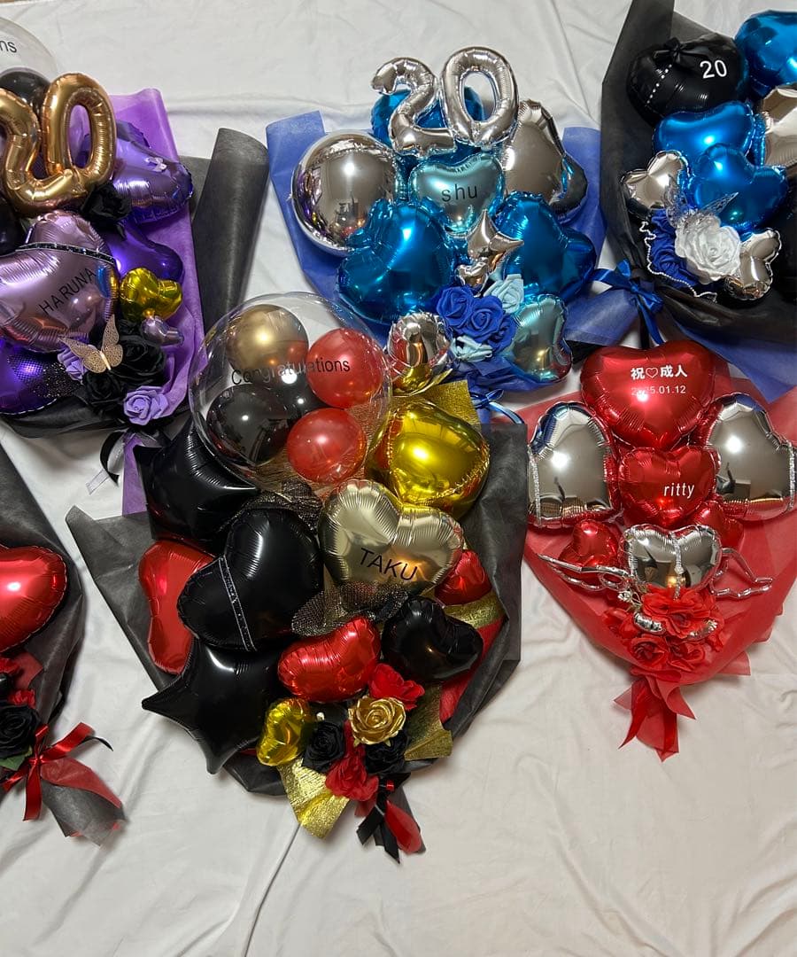 2026 成人式　バルーン花束　ブーケ　名前　卒業式　数字　オーダー