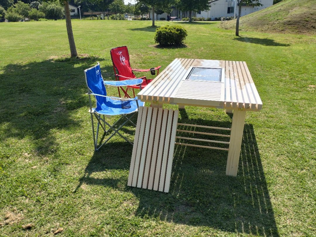 天然木製バーベキューテーブル 6人〜8人