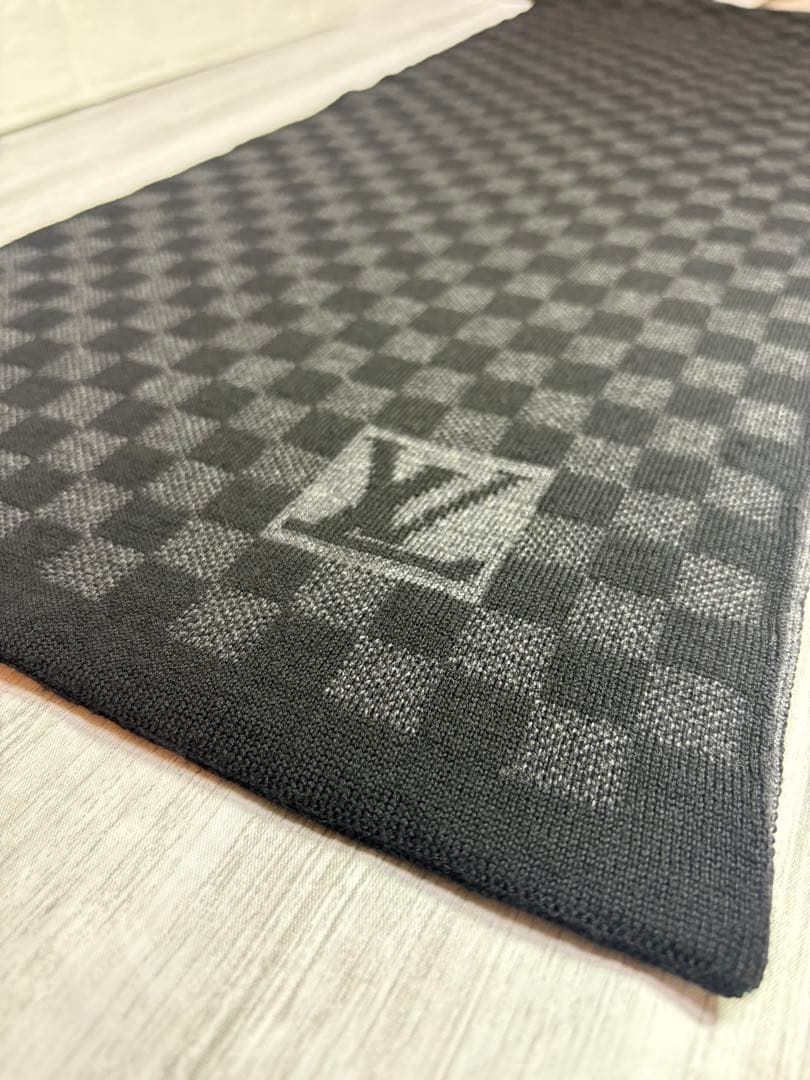 【極美品】LOUIS VUITTON ルイヴィトン マフラー ダミエ 黒