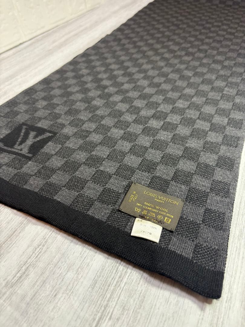 【極美品】LOUIS VUITTON ルイヴィトン マフラー ダミエ 黒
