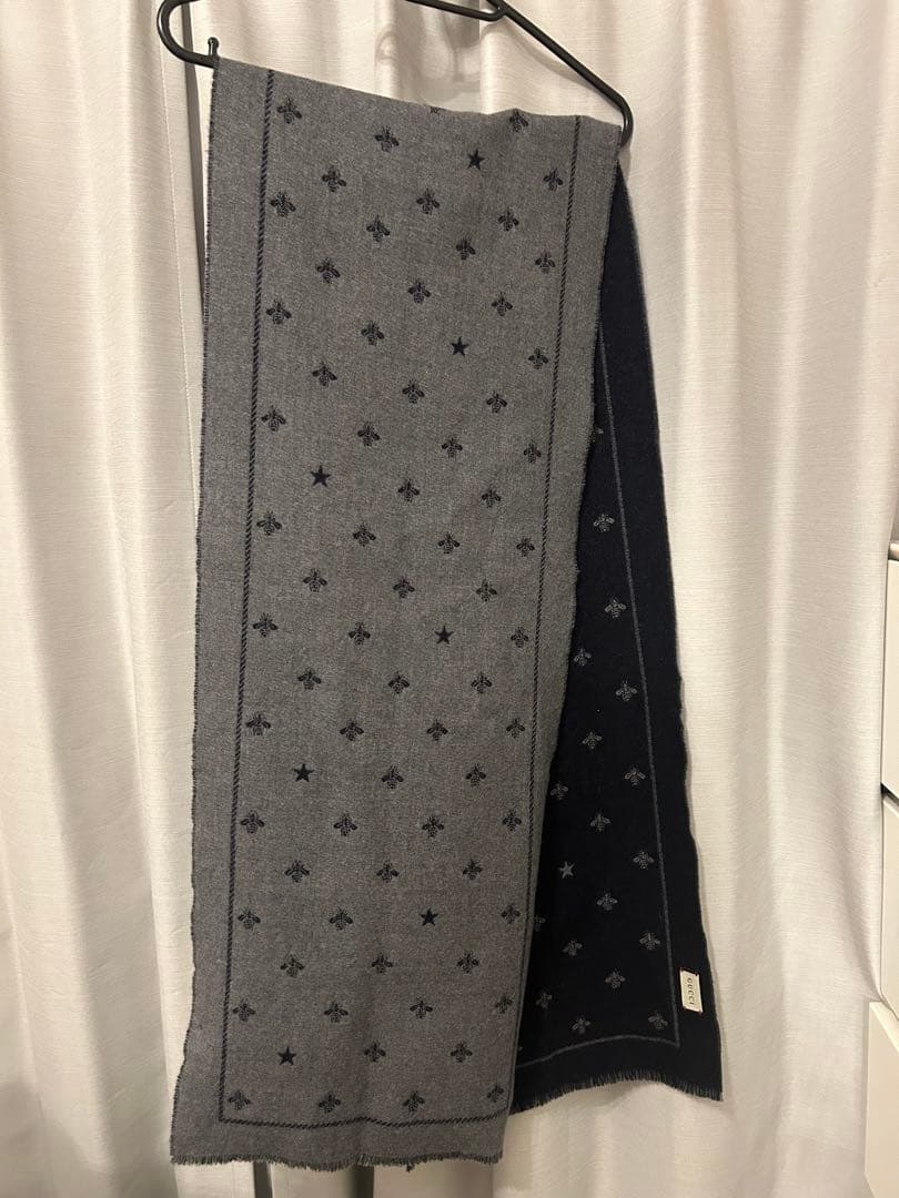【美品正規品】GUCCI 星と蜂刺繍 マフラー