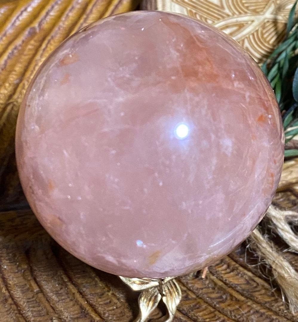 ★天然石★ファイヤークォーツ in スター ローズクォーツ★スフィア★虹入り★