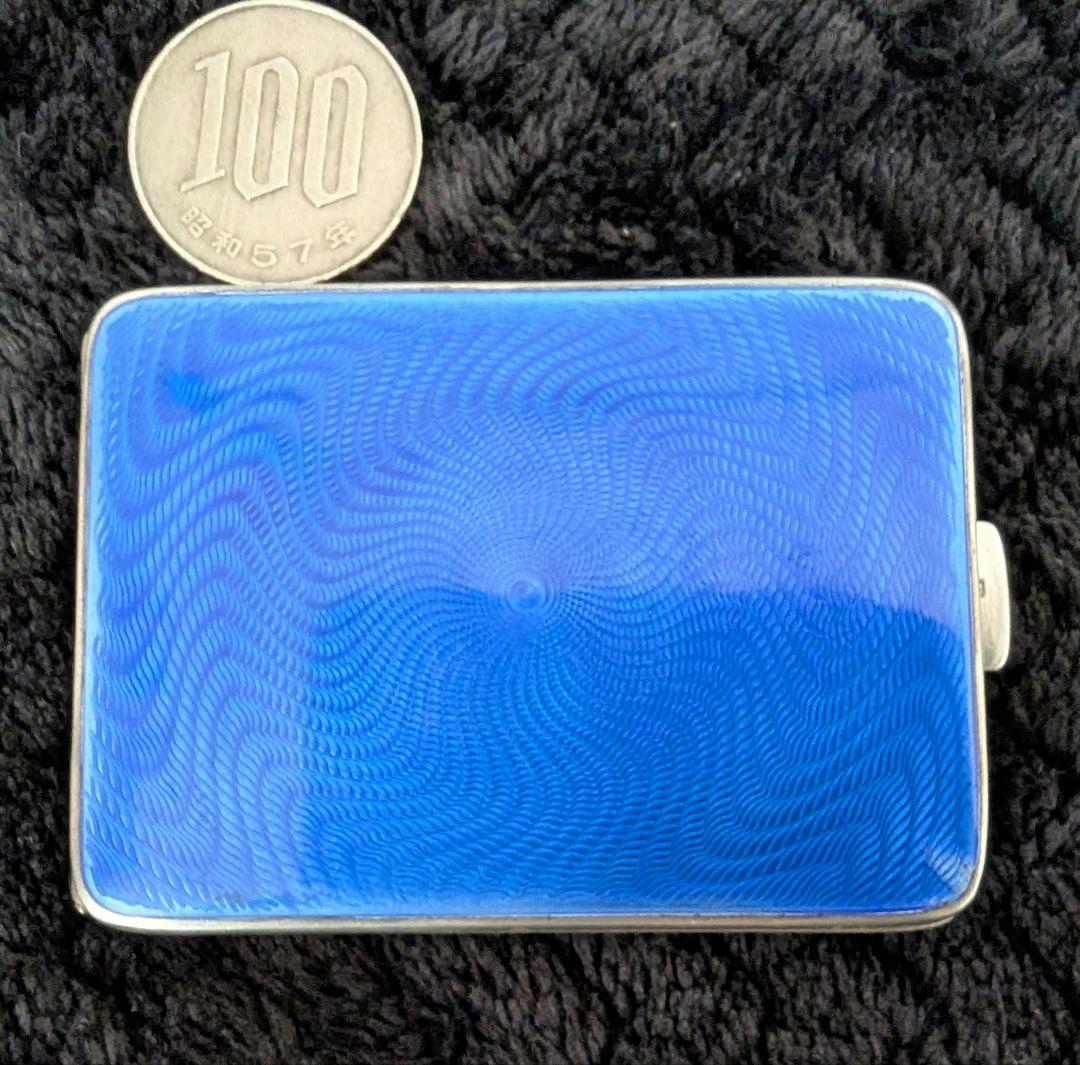 英国アンティーク スターリングシルバーギョーシェエナメル マッチケース