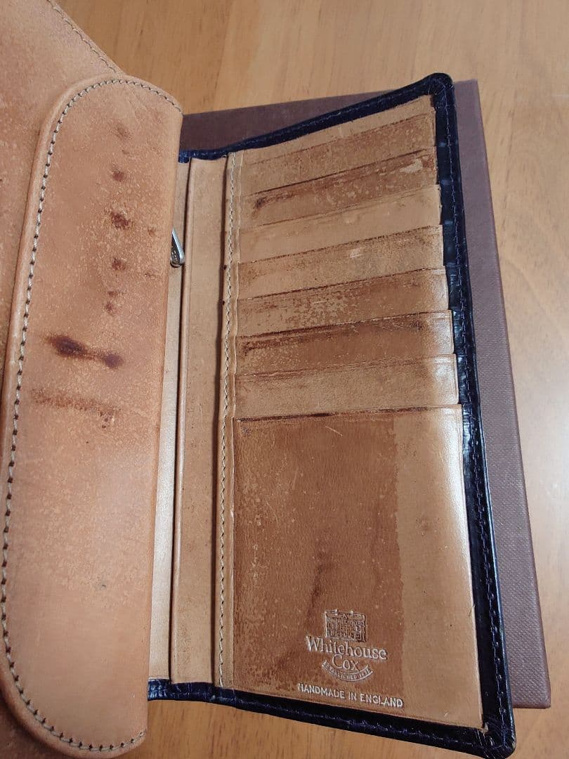 【美品】【廃盤】ホワイトハウスコックス　ヴィンテージレザー　ネイビー長財布