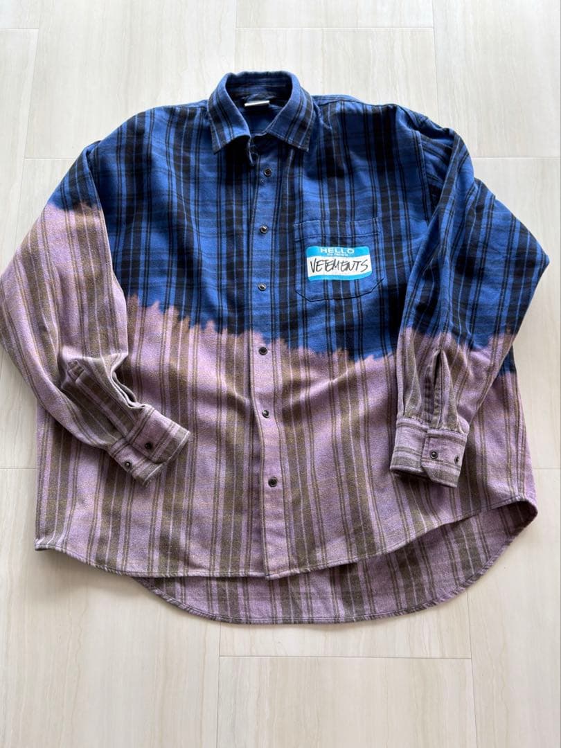 ^*^様 ヴェトモン VETEMENT ネルシャツ 長袖 S ブルー