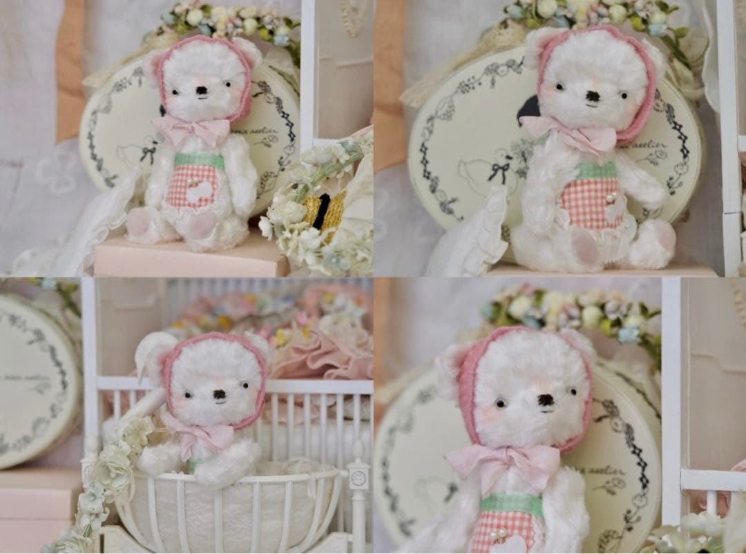 ストロベリーミルクベア ぬいぐるみ テディベア ハンドメイド 海外作家様 くま