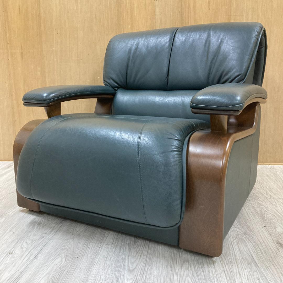 冨士ファニチア　FUJI FURNITURE　総革　1人掛けソファ B