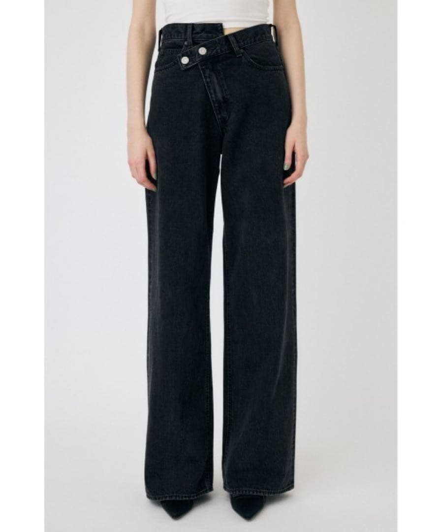 moussy クロスウエストワイドストレートデニム　ブラック