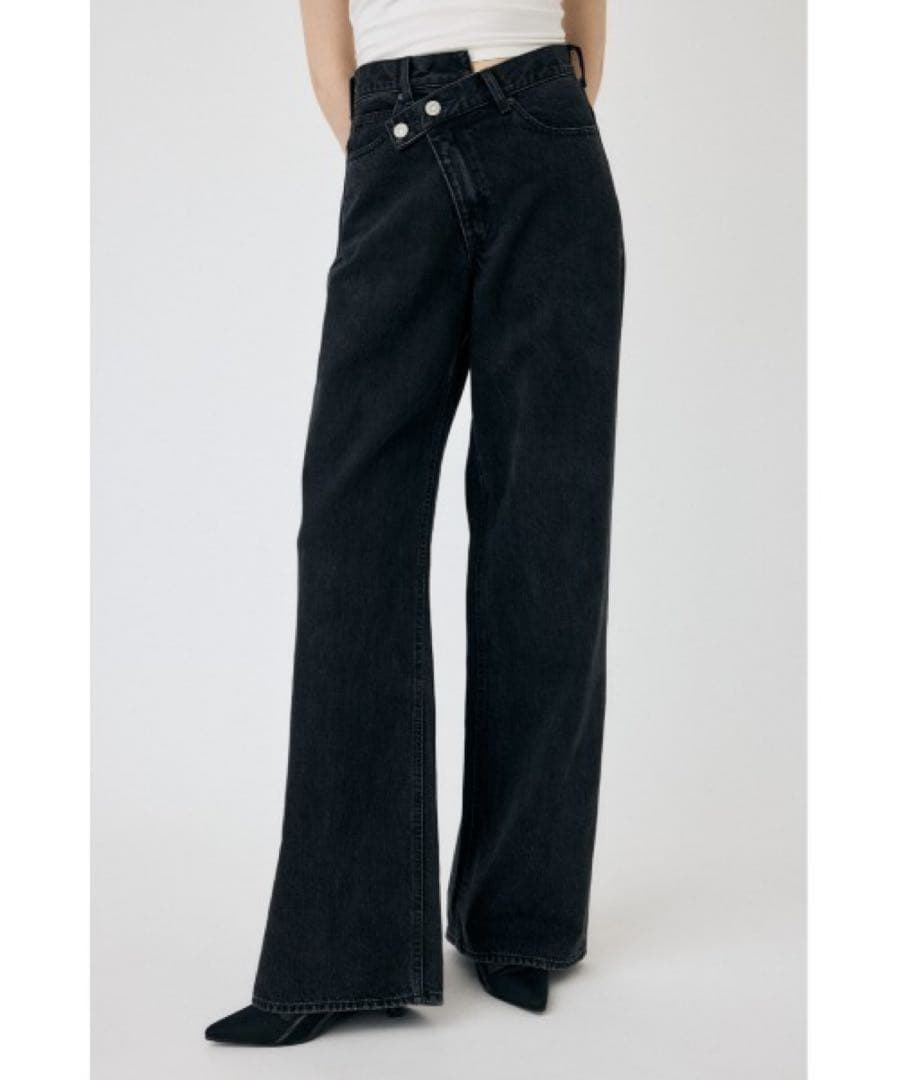 moussy クロスウエストワイドストレートデニム　ブラック