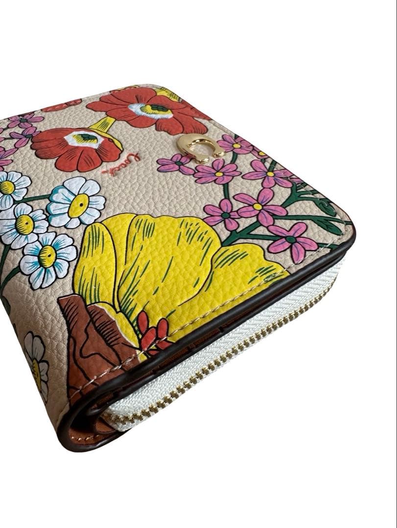 COACH コーチ 花柄 二つ折り財布 フローラル ベージュ タグ付き 未使用