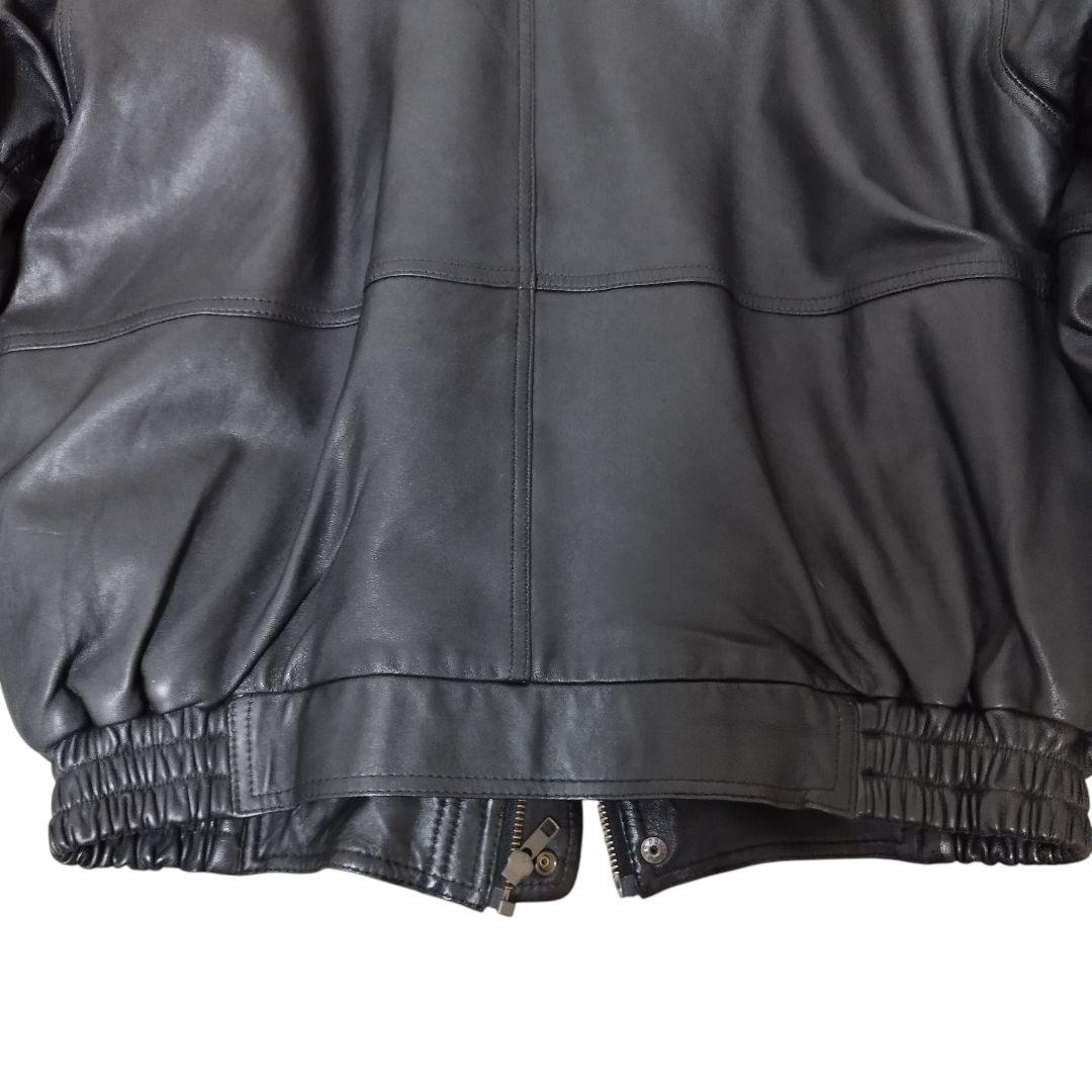 ヴィンテージ ラムレザー ムートン襟 フライトジャケット ブラック Mサイズ
