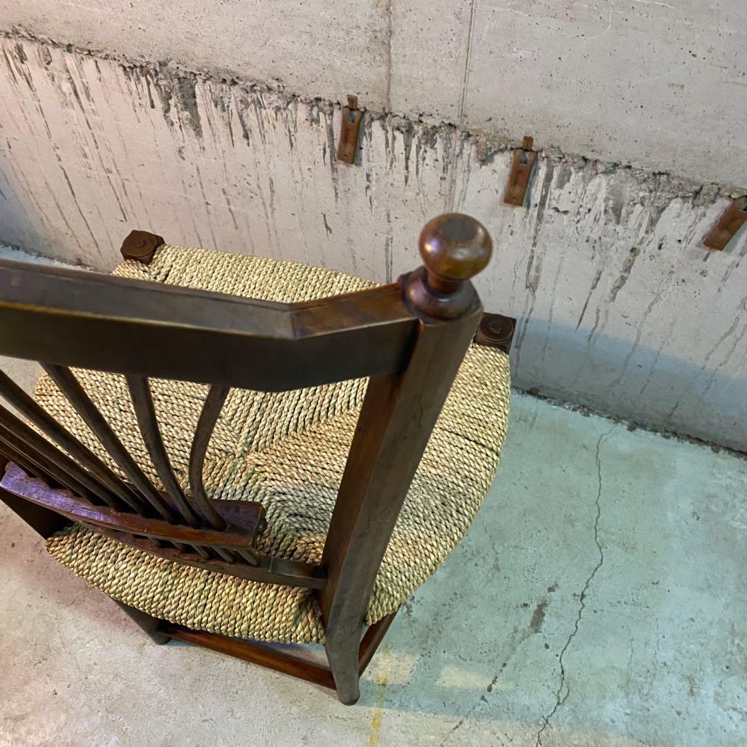 詳細不明　アンティーク　ヴィンテージ　カントリー　ペーパーコード　チェア