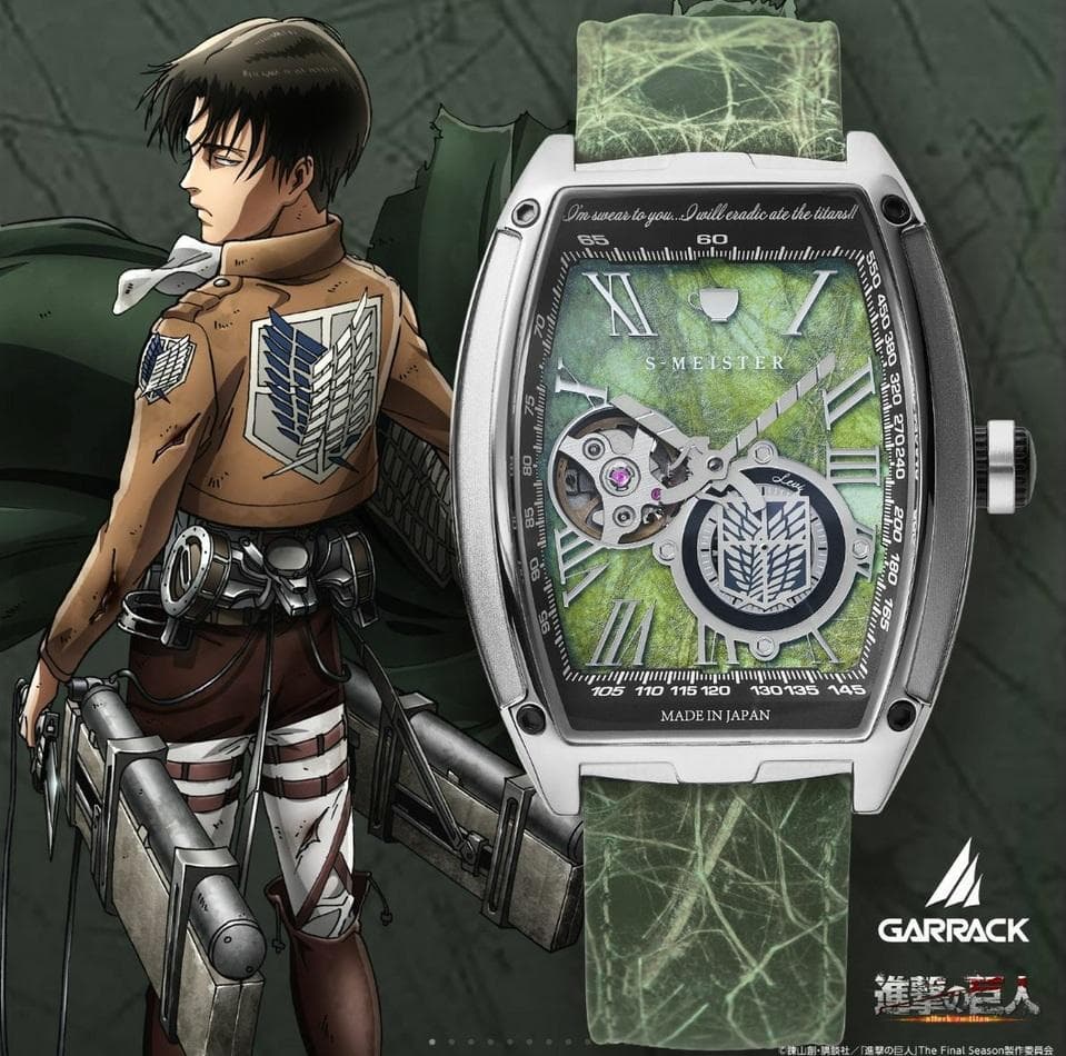 進撃の巨人　コラボ 「和紙」を使用した日本製の機械式腕時計　リヴァイ　モデル