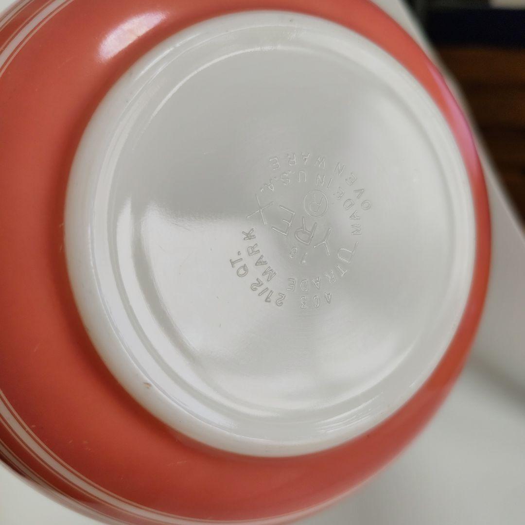 希少サイズ　パイレックス　403　ピンク　ストライプ　ミキシングボウル