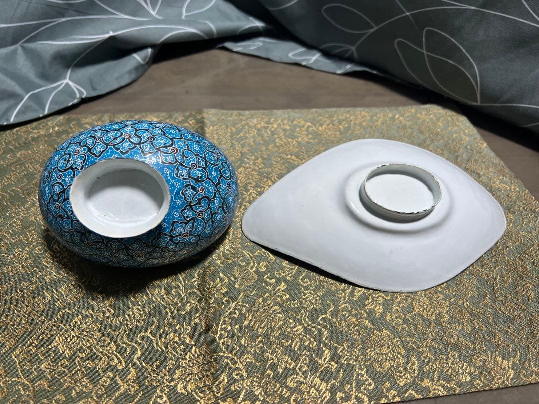 ミナカリ キャンディディッシュ＆プレート 金属製 ペルシャ 細密画 菓子器
