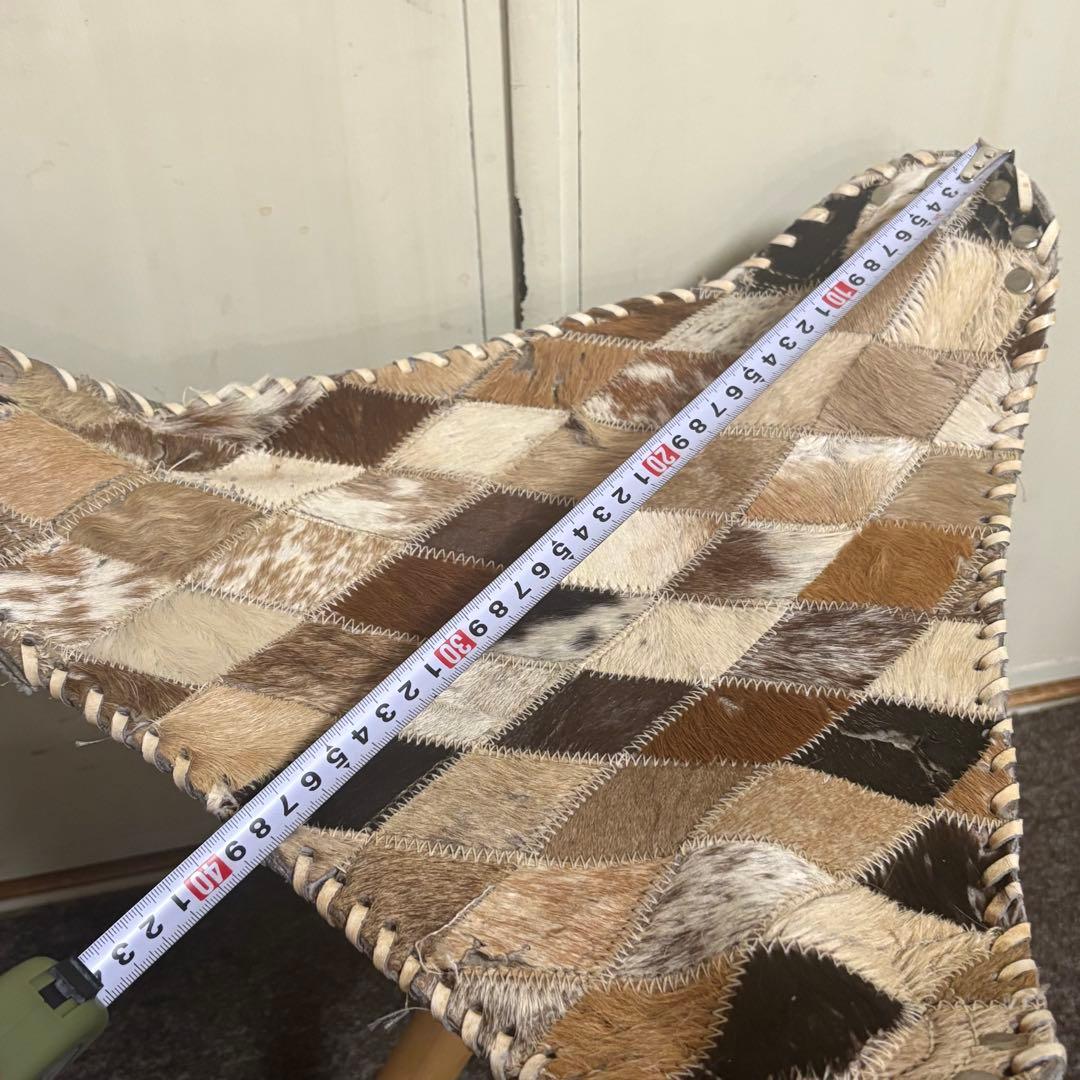 90年代アンティーク◎本革パッチワーク ハンティングチェア◎スツール