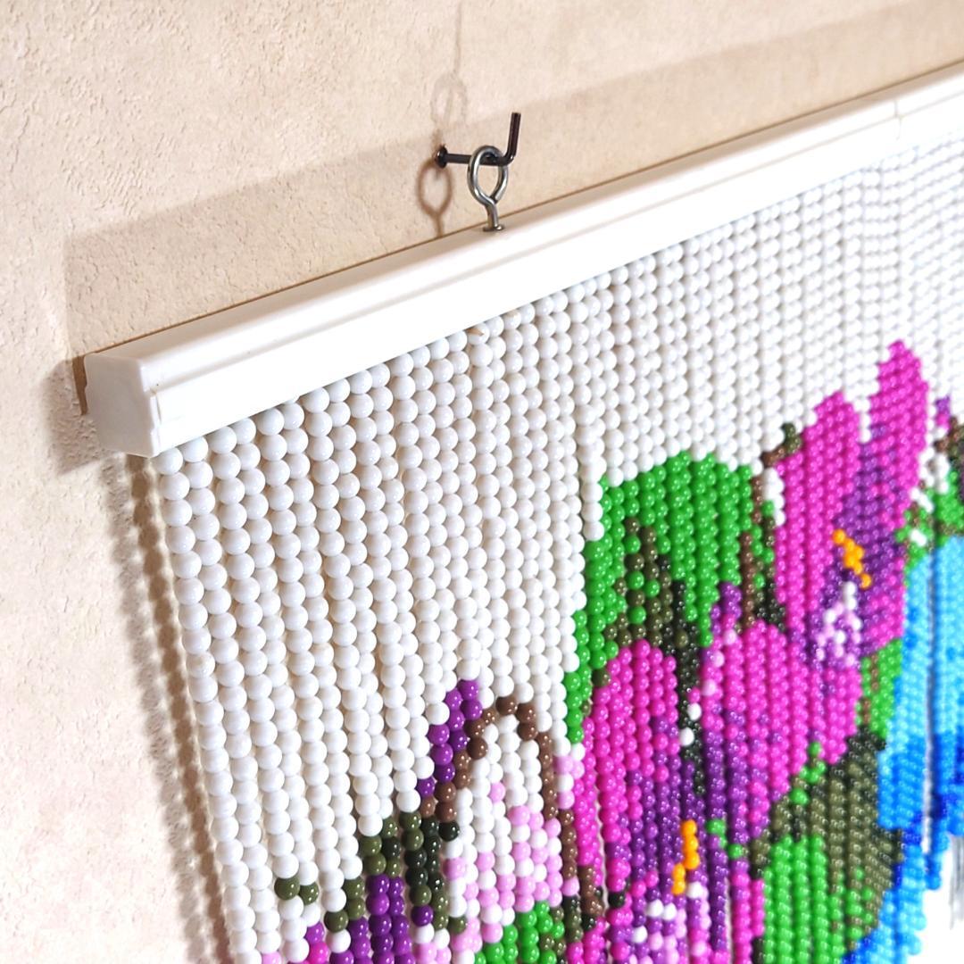レトロポップ 玉暖簾 花柄 ビーズ 玉すだれ アンティーク 珍品 珠のれん