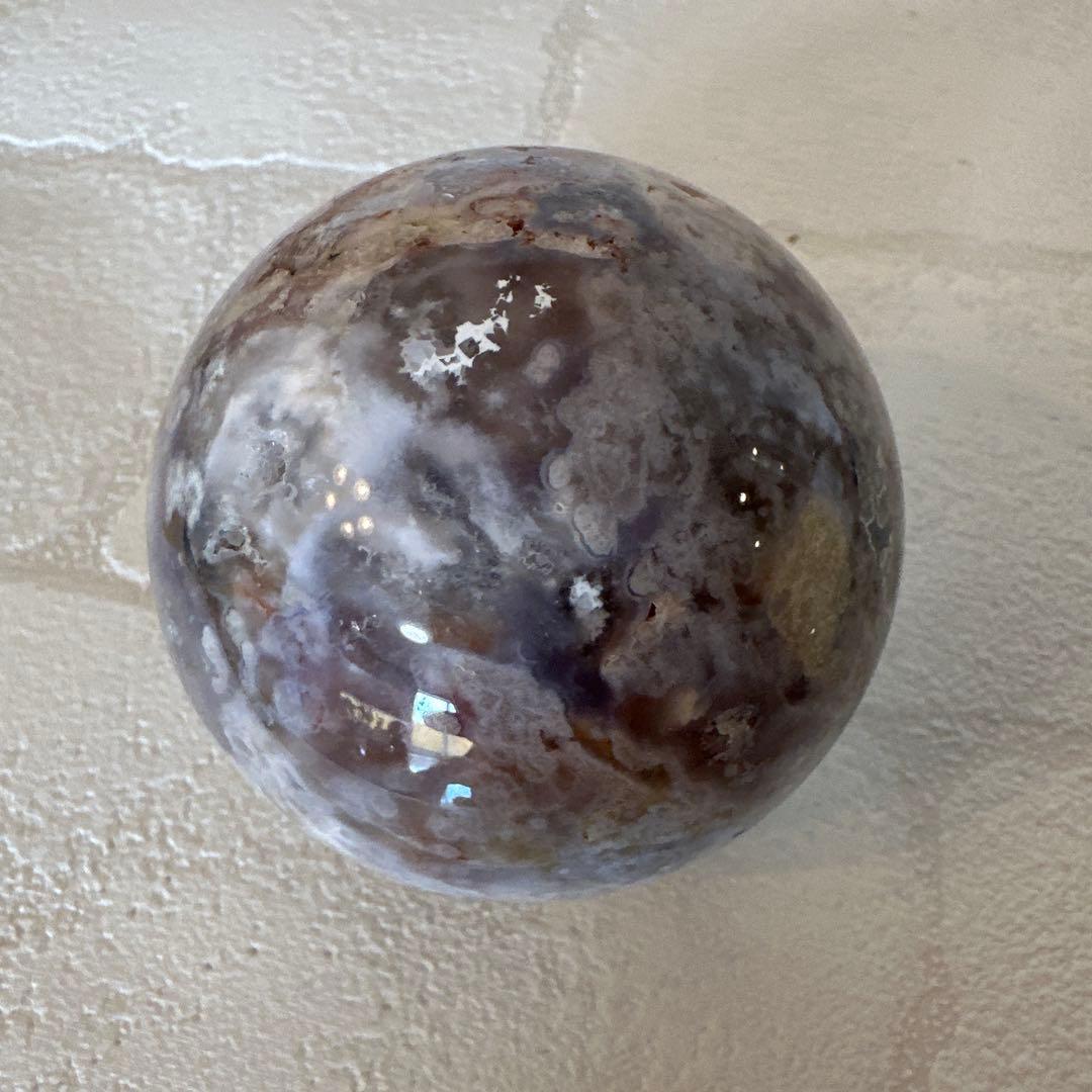 ブルーフラワーアゲート　ピンクアメジスト　スフィア　丸玉　天然石