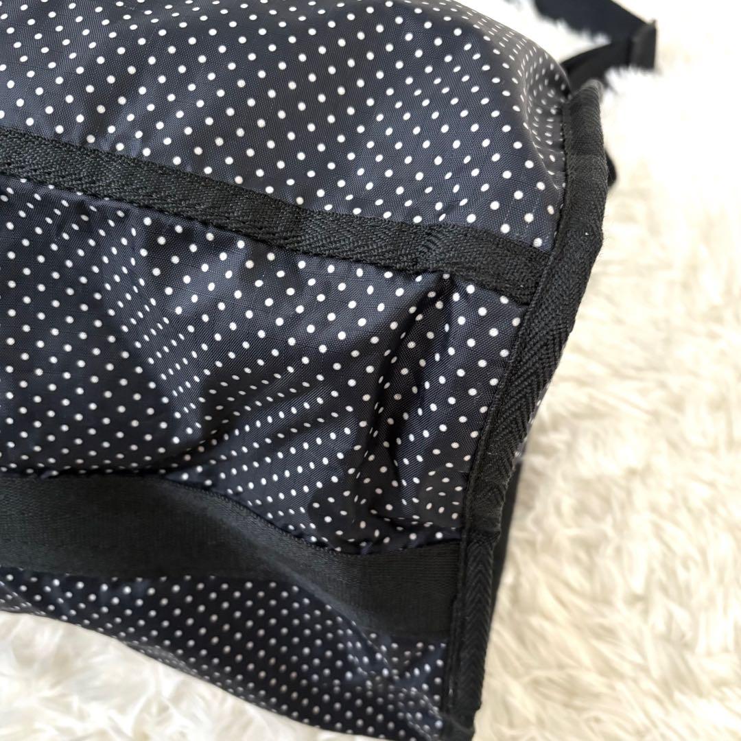 美品☆鍵付き☆レスポートサック ラージウィークエンダー ボストンバッグ　黒　水玉