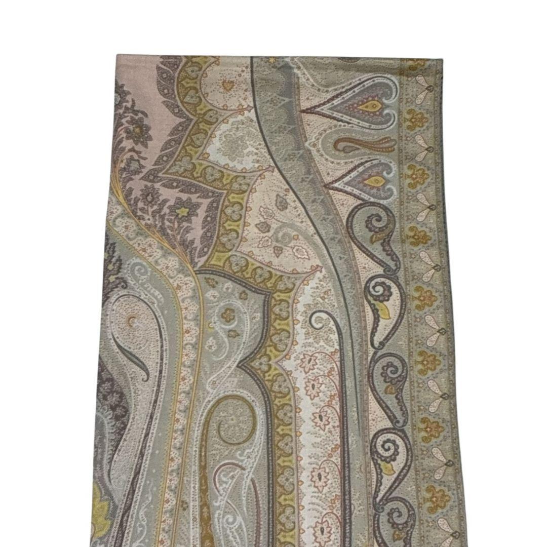 極美品★ETRO エトロ シルク混 イタリア ペイズリー 大判ストール スカーフ