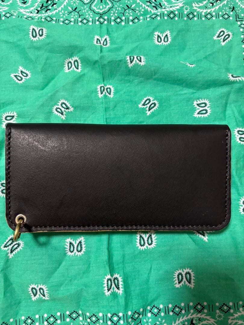 ロングトラッカーウォレット　三層　丘染め　ハンドメイド　スタッズ