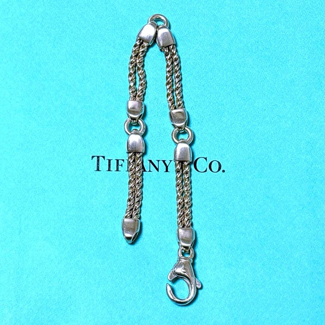 【美品】19cm 希少 ティファニー ダブルロープ リンク ブレスレット 925