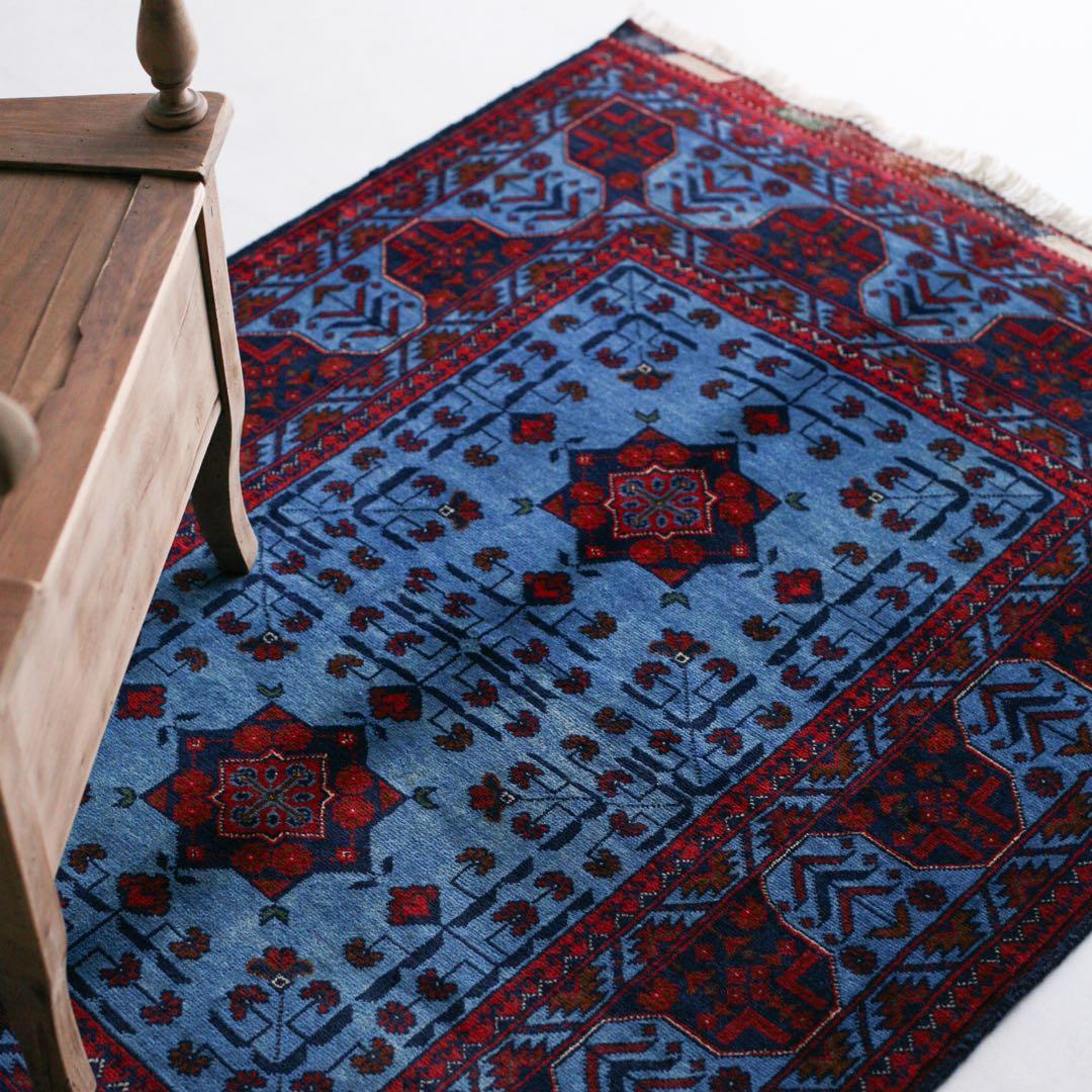 【新品】143cm×100cm アフガニスタン　トライバルラグ　ソファサイズ