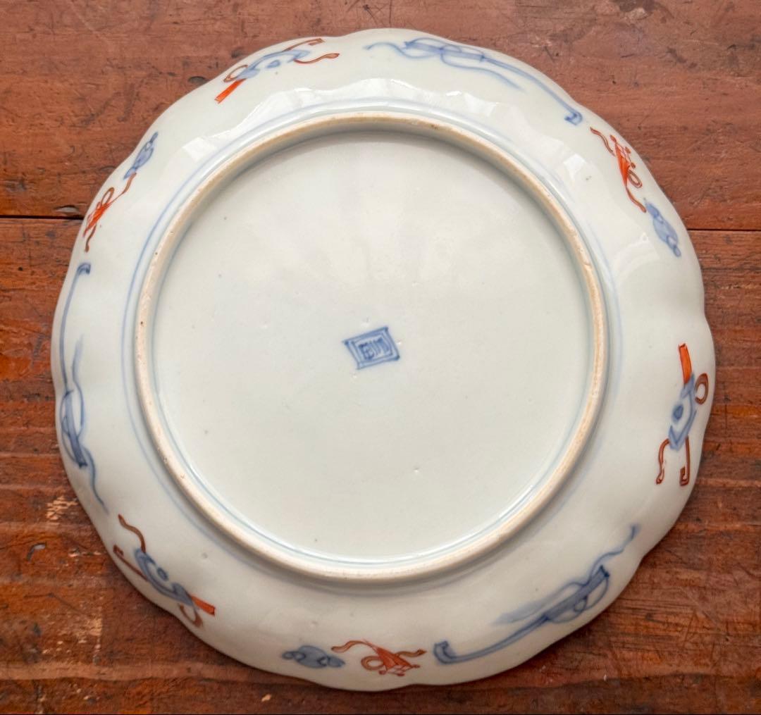 骨董皿　古伊万里金彩色絵皿　宝尽くし宝船花鳥文 平皿2枚