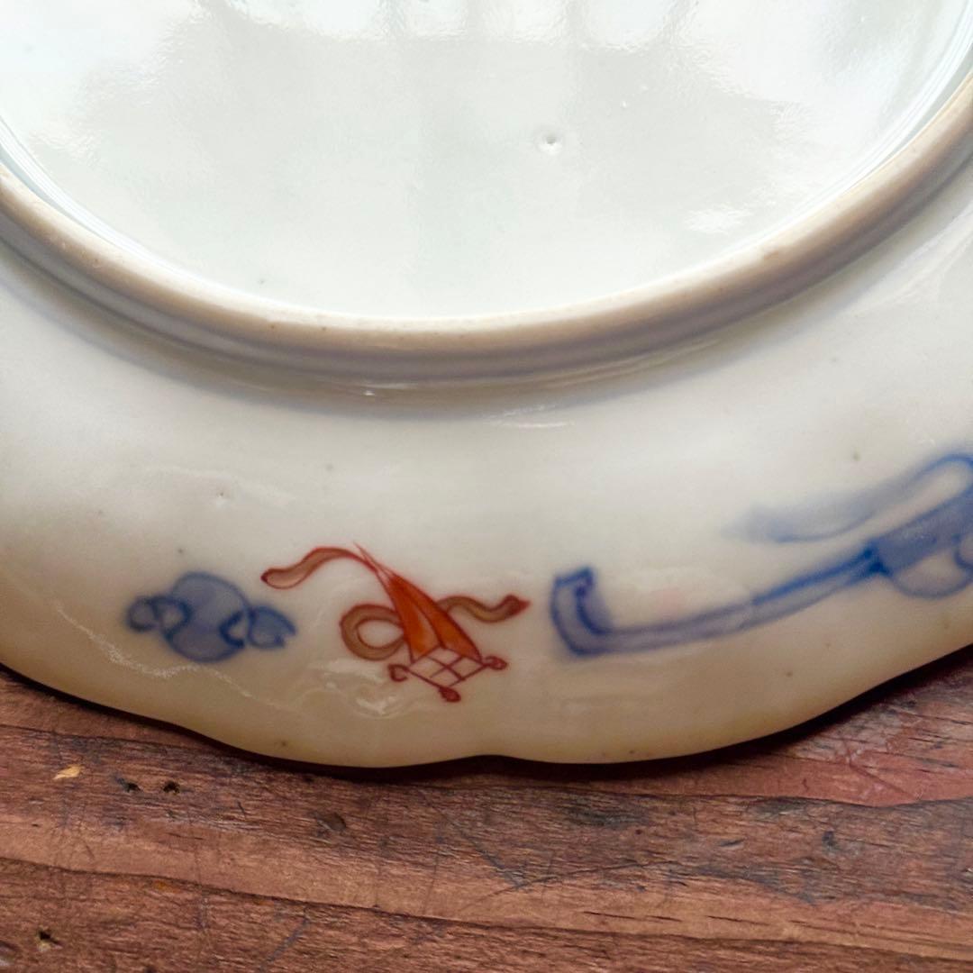 骨董皿　古伊万里金彩色絵皿　宝尽くし宝船花鳥文 平皿2枚