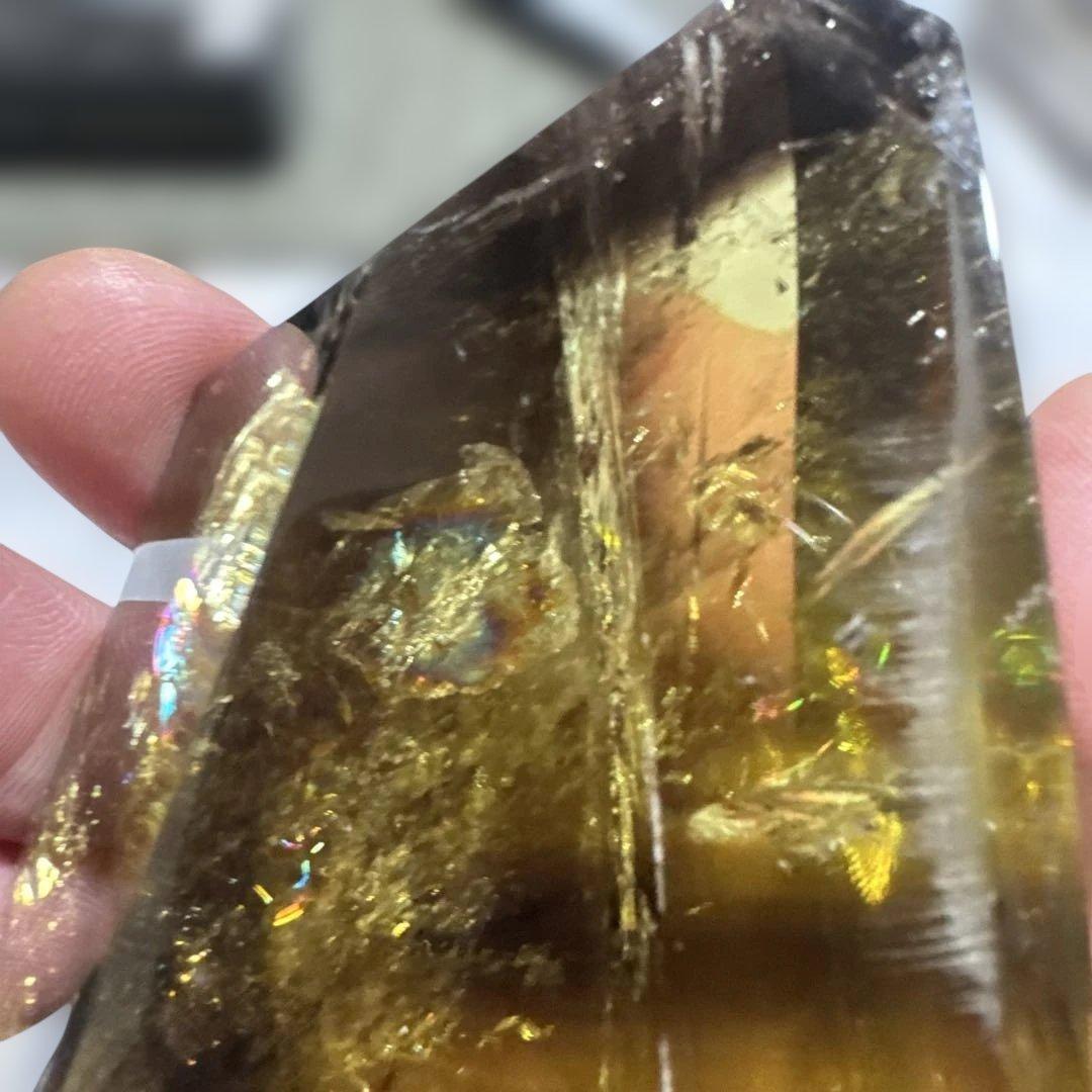 【極上品】スモーキーゼウスシトリンファントム 原石530g 台座付き