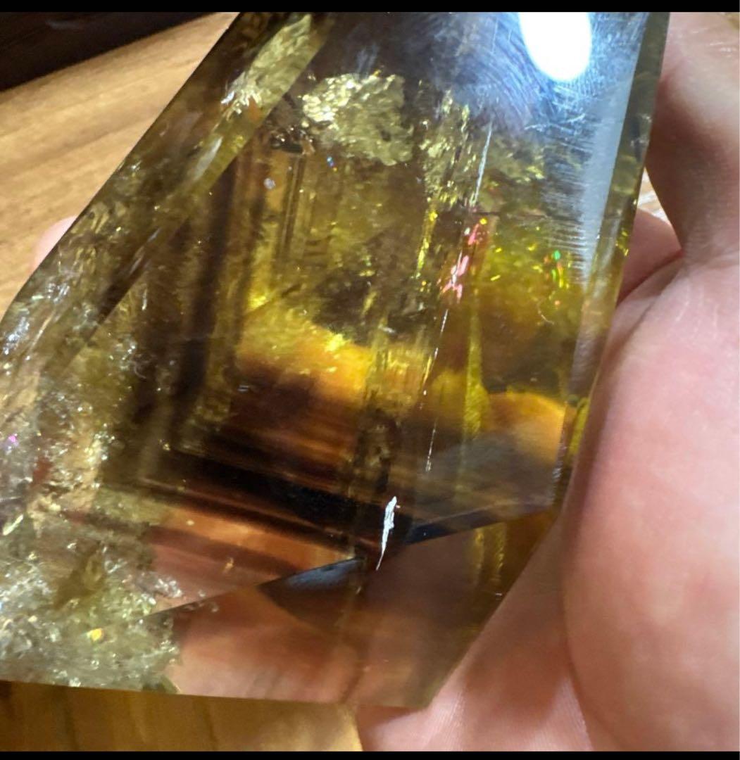 【極上品】スモーキーゼウスシトリンファントム 原石530g 台座付き