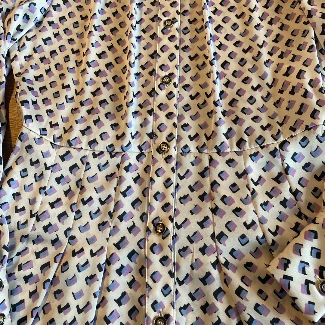 美品.アナイ幾何学模様の長袖ワンピース